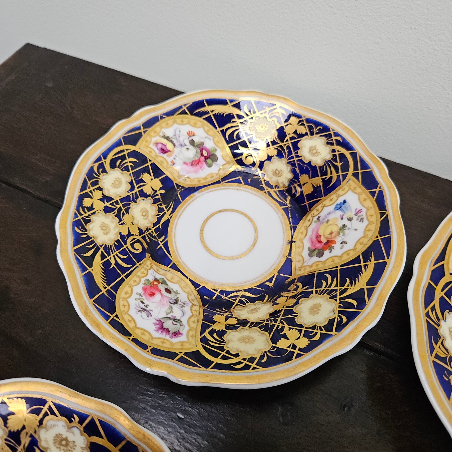 Ridgway Regency Period 6 Hand Painted & Gilded Cups & Saucers