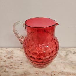 Victorian Cranberry Glass Pitcher Jug