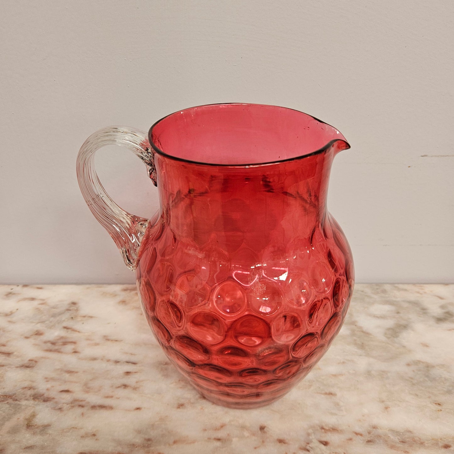 Victorian Cranberry Glass Pitcher Jug