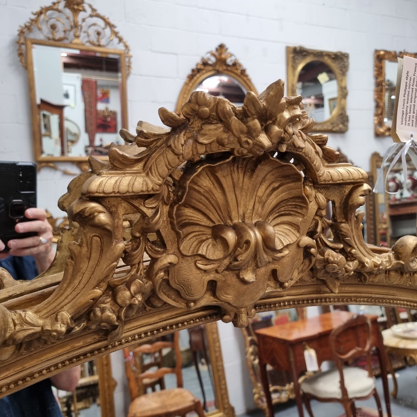 Stunning Antique Louis XV Style Mantle Mirror