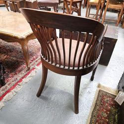 Late Edwardian Leather & Mahogany Tub Chair | Antique & Vintage | Moonee Ponds Antiques | Australia Wide