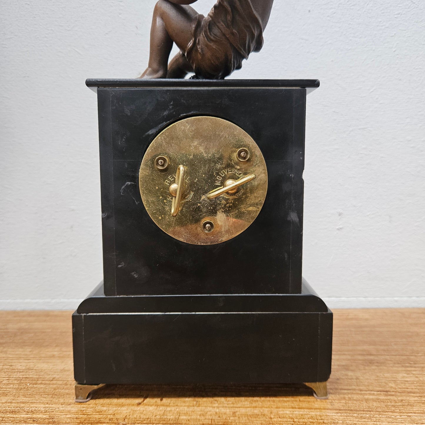 Antique French Mantle Clock Featuring Cherub