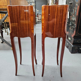 Miniature Pair of Marquetry Inlaid Louis XV Style Bedsides
