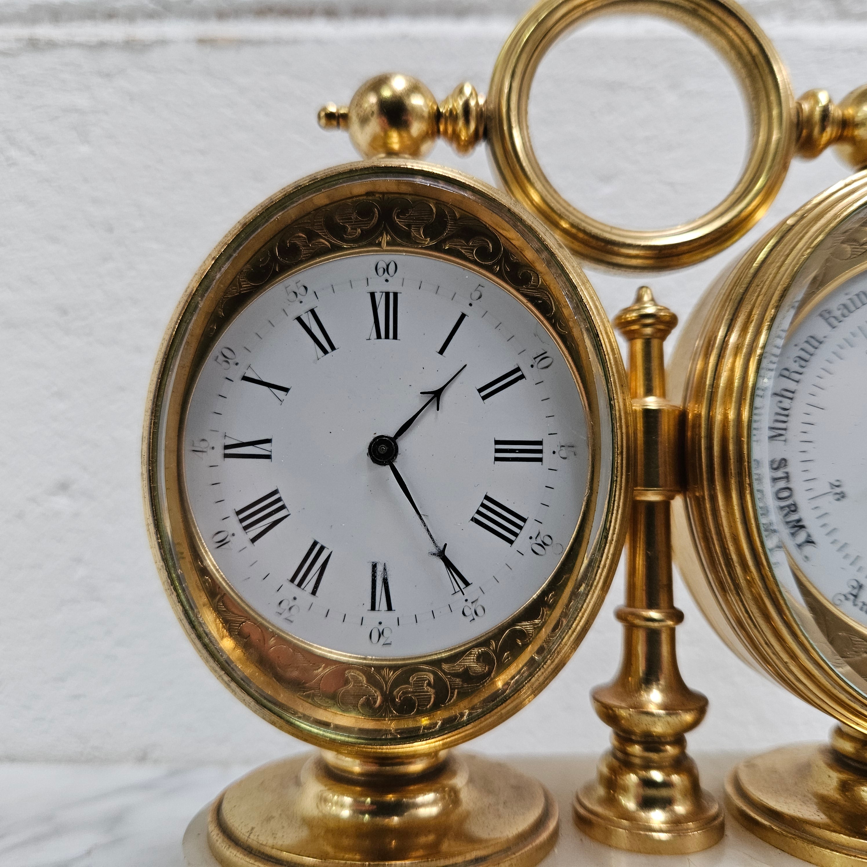 Late 19th Century Twin Oval Clock & Barometer by Antoine Redier Fully Serviced | Antique & Vintage | Moonee Ponds Antiques | Australia Wide