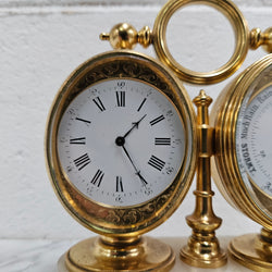 Late 19th Century Twin Oval Clock & Barometer by Antoine Redier Fully Serviced | Antique & Vintage | Moonee Ponds Antiques | Australia Wide
