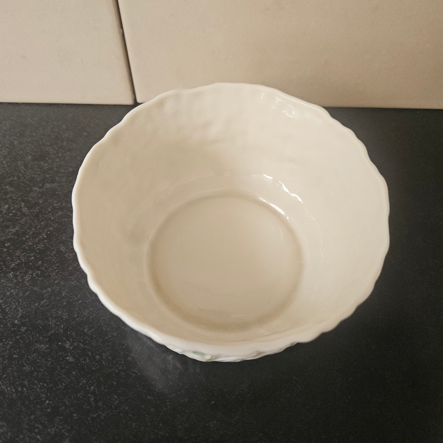 Belleek Bowl With Shamrock Pattern