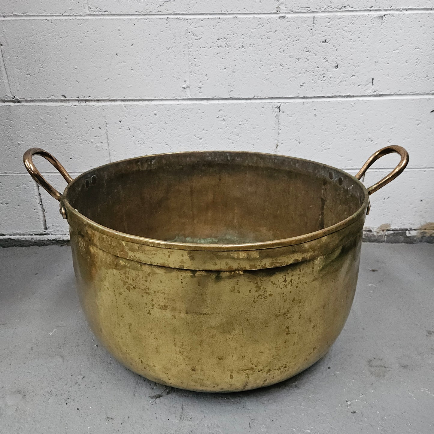 Large Antique brass bucket with handles