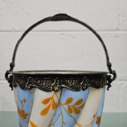Antique Victorian Milk Glass Hand Painted Bucket | Antique & Vintage | Moonee Ponds Antiques | Australia Wide Delivery
