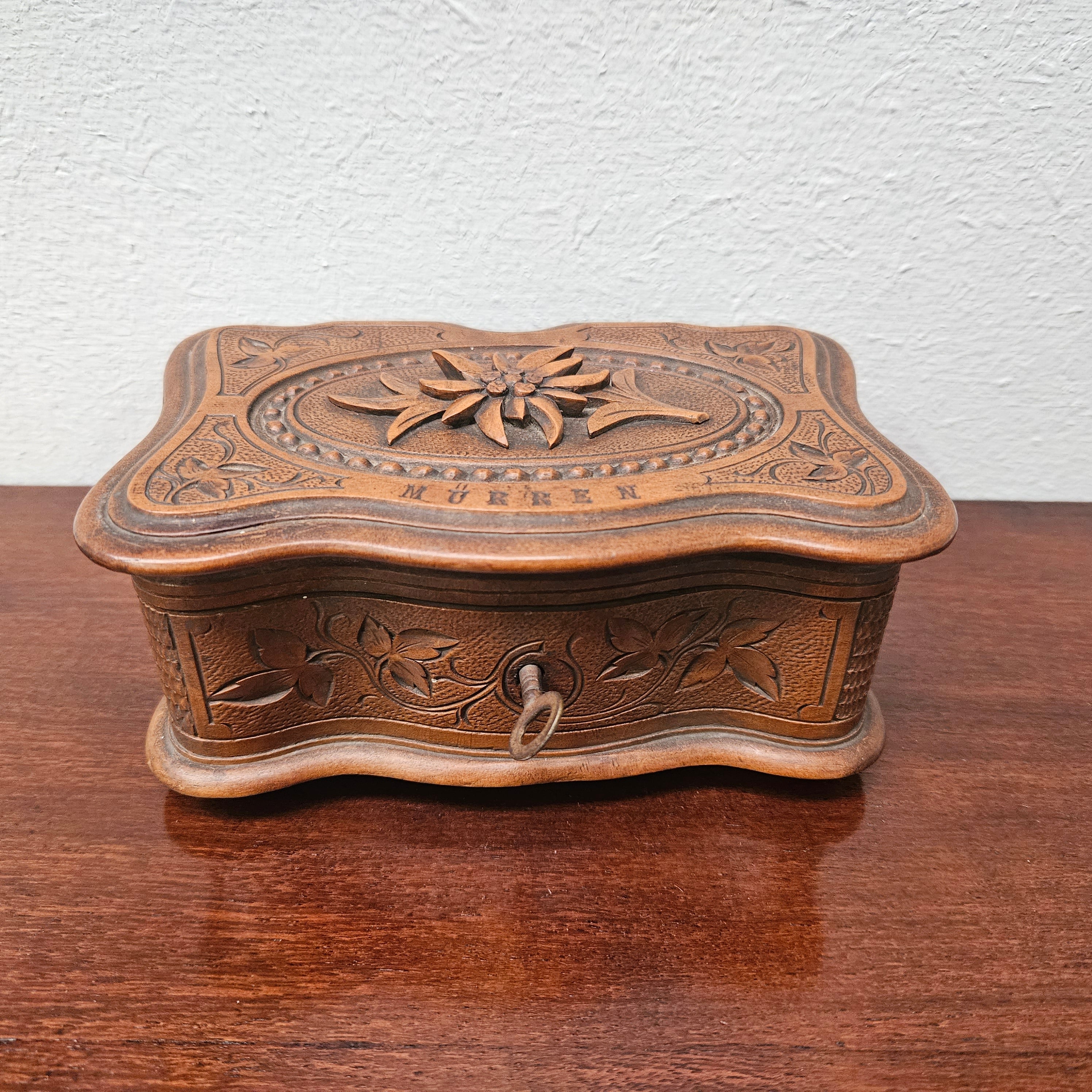 Antique Swiss Walnut Trinket Box | Antique & Vintage | Moonee Ponds Antiques | Australia Wide Delivery