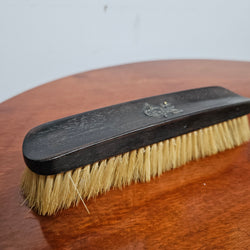 Antique Ebonised Wooden Brush With Silver Initials