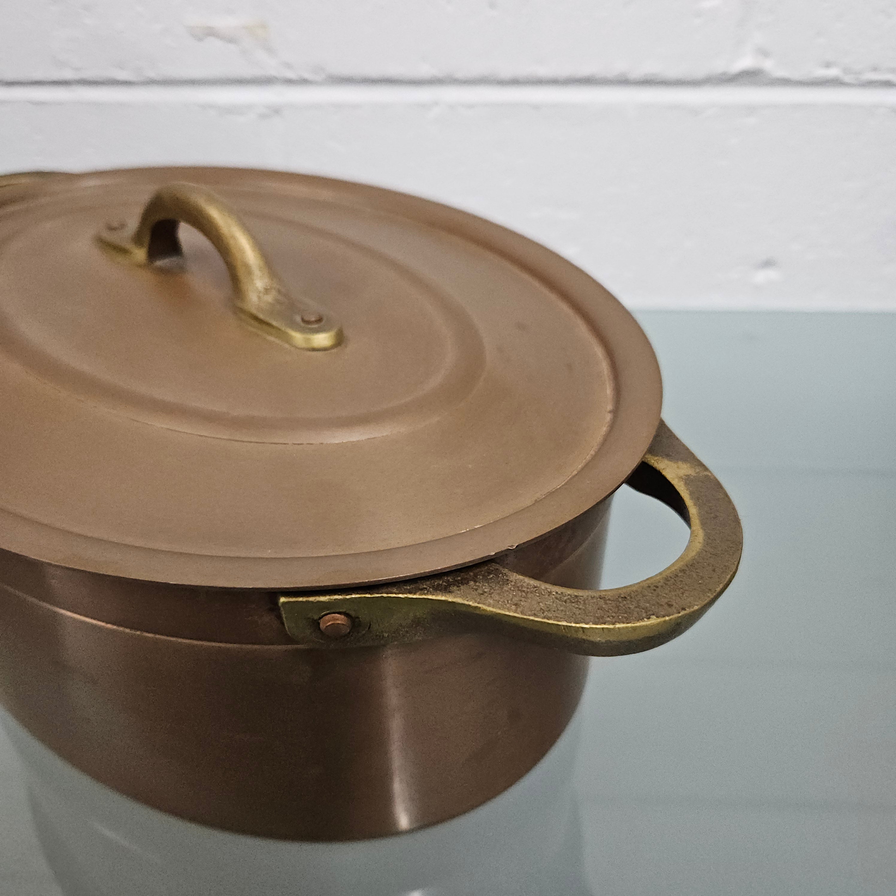 Antique Large Brass Handled & Copper Tin Lined Pot | Antique & Vintage | Moonee Ponds Antiques | Australia Wide Delivery