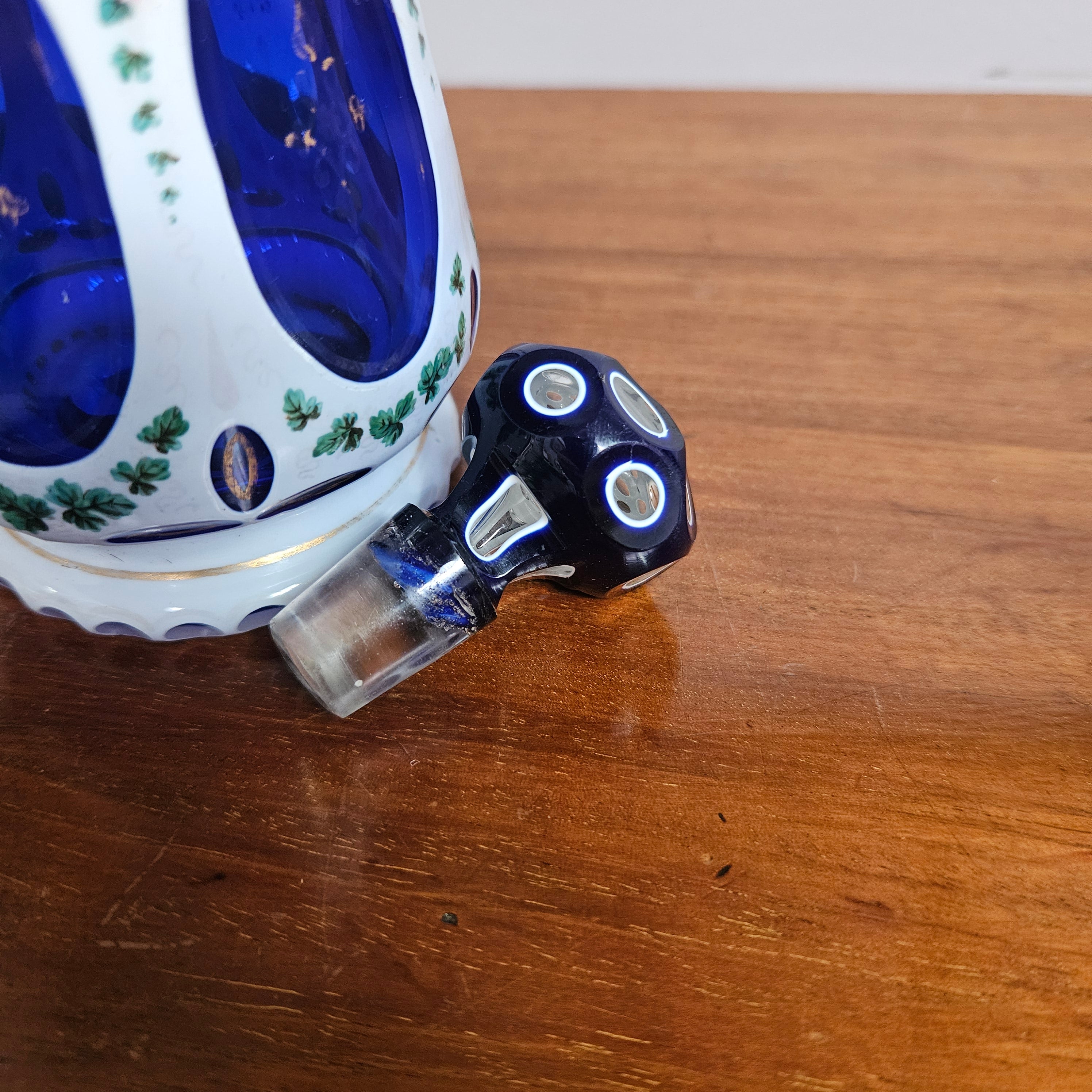 Antique Bohemian Cobalt Overlay Milk Glass Perfume Bottle | Antique & Vintage | Moonee Ponds Antiques | Australia Wide
