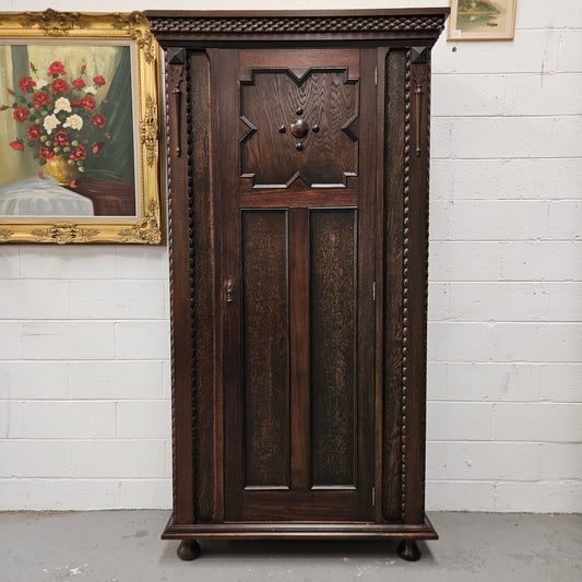 Vintage Tudor Oak Hall Cupboard
