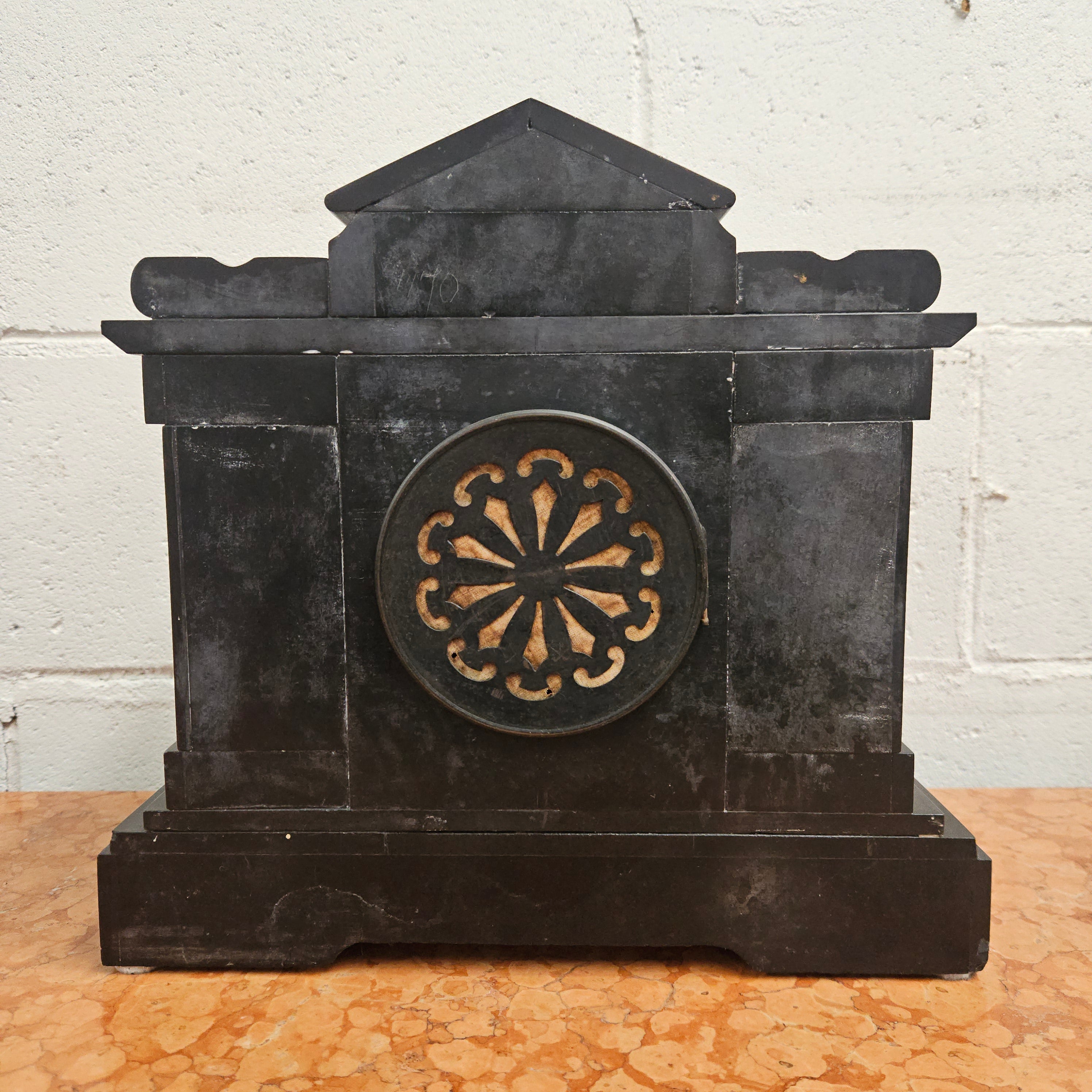 Stunning Kilpatrick & Co Mantle Clock Inlaid Marble/Slate Case | Antique & Vintage | Moonee Ponds Antiques | Australia Wide Delivery