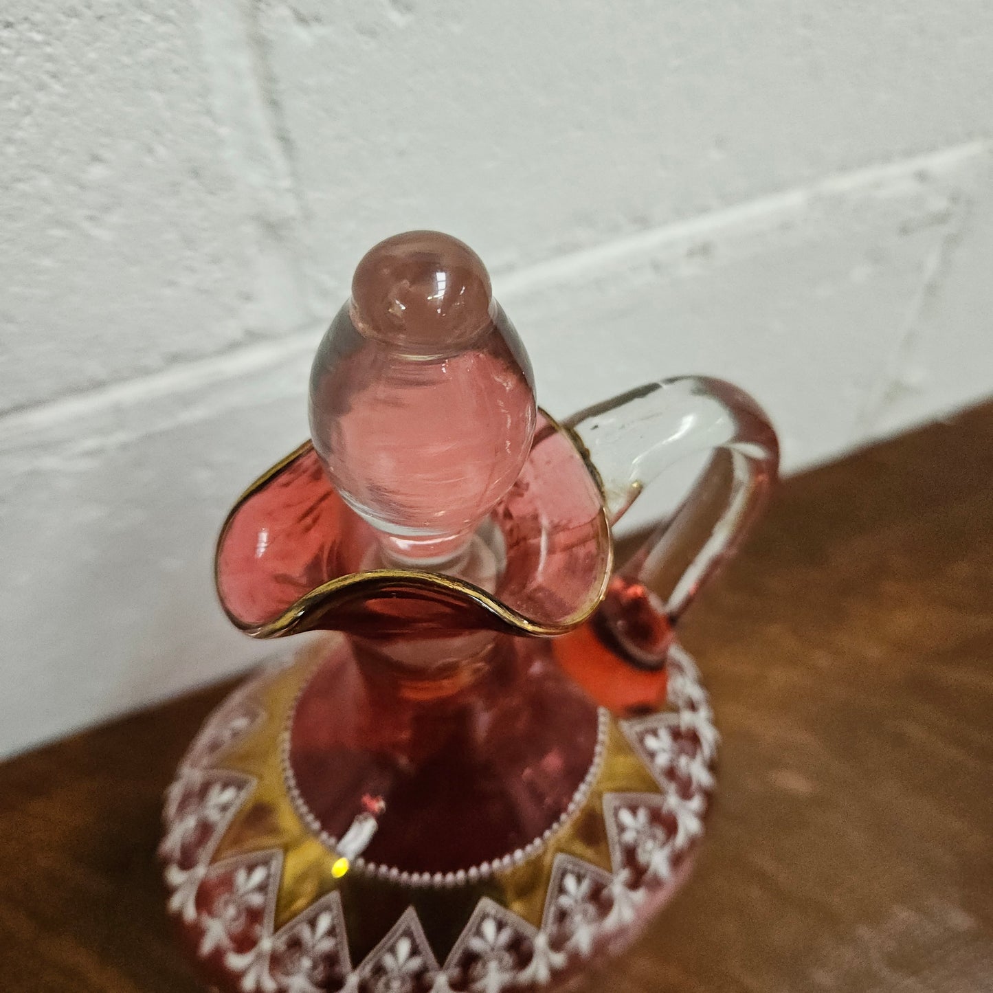 Victorian Ruby & Enamel Glass Decanter