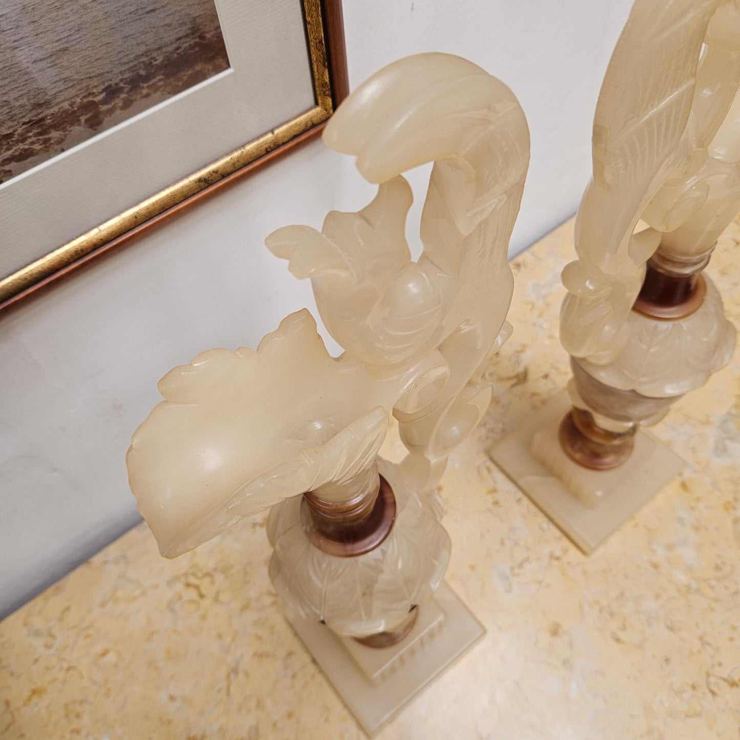 Antique Pair of Alabaster Urns