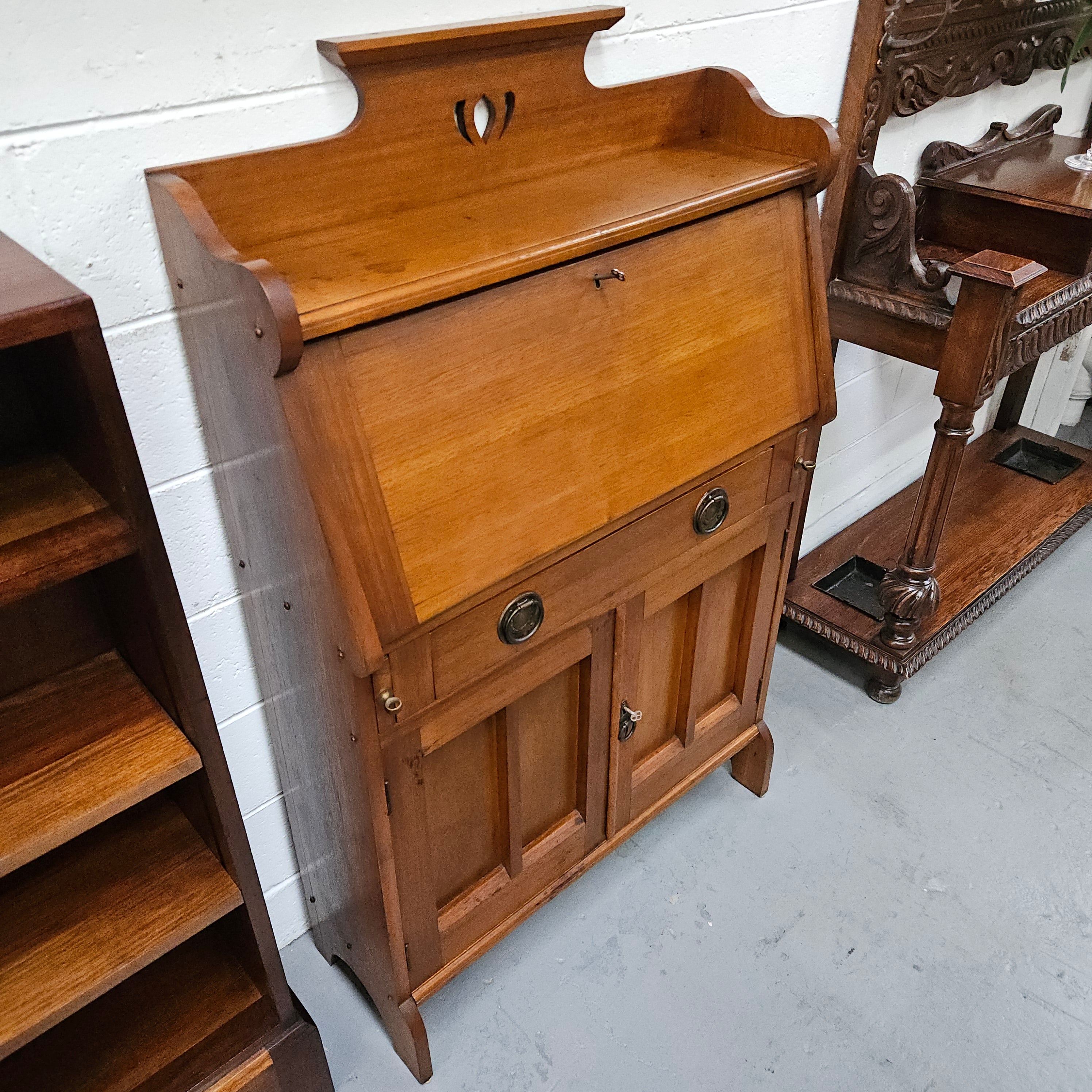 Australian Blackwood Arts & Crafts Secretaire Desk | Antique & Vintage | Moonee Ponds Antiques | Australia Wide Delivery