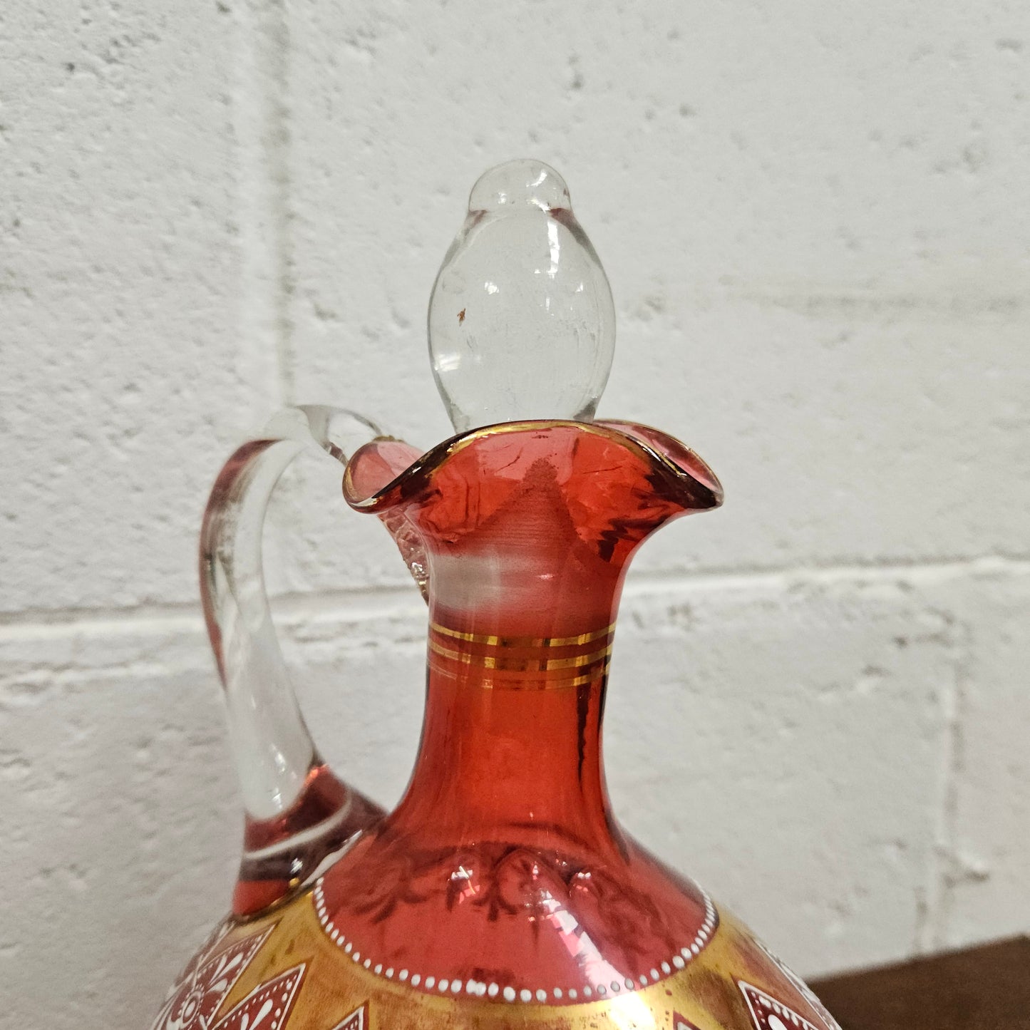 Victorian Ruby & Enamel Glass Decanter