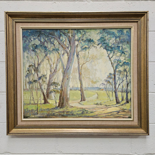 Signed Landscape Oil on Board Framed Painting