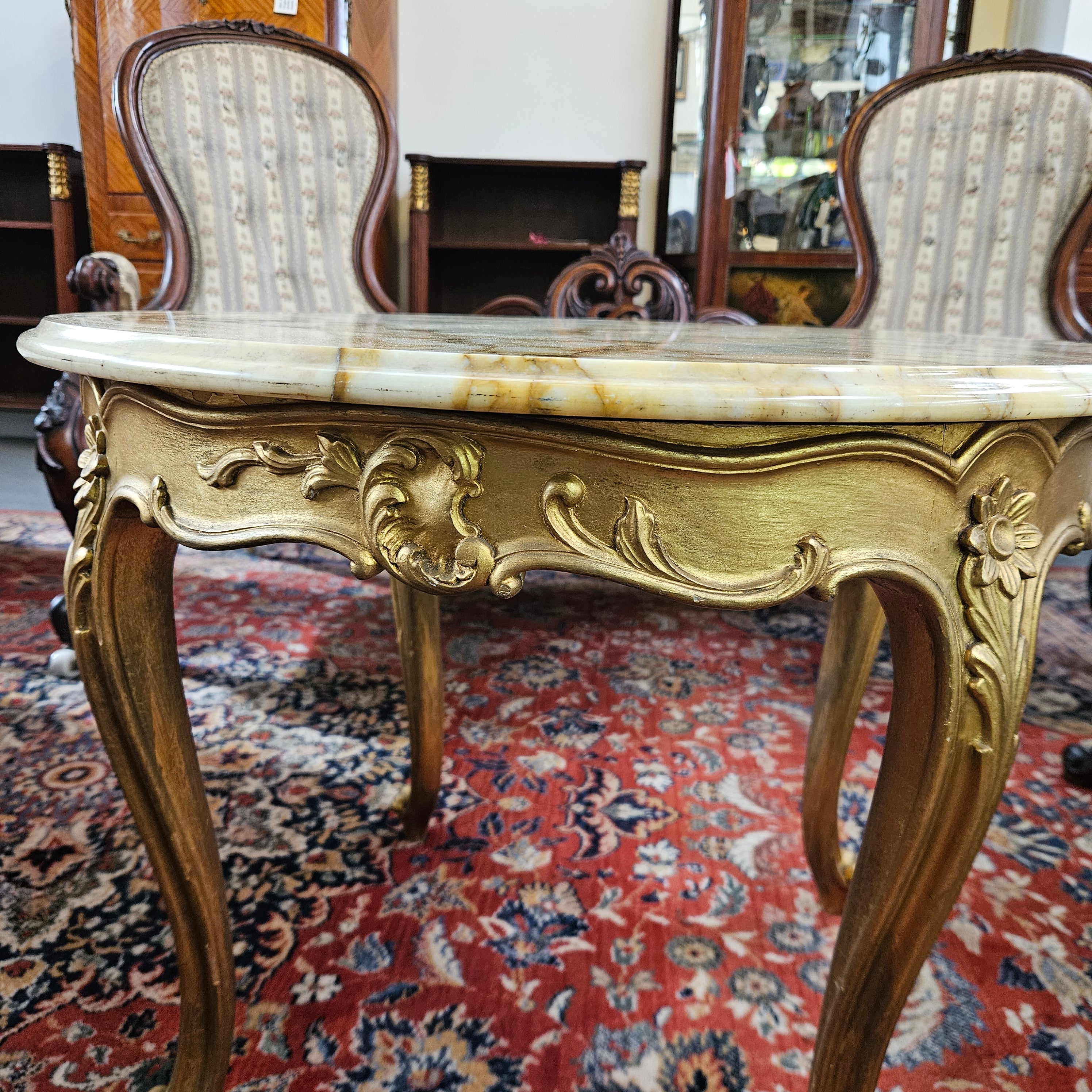 French Marble Top Round Coffee Table | Antique & Vintage | Moonee Ponds Antiques | Australia Wide