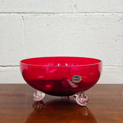 Vintage Bohemian Red Ruby Crystal Bowl on Feet | Antique & Vintage | Moonee Ponds Antiques | Australia Wide Delivery