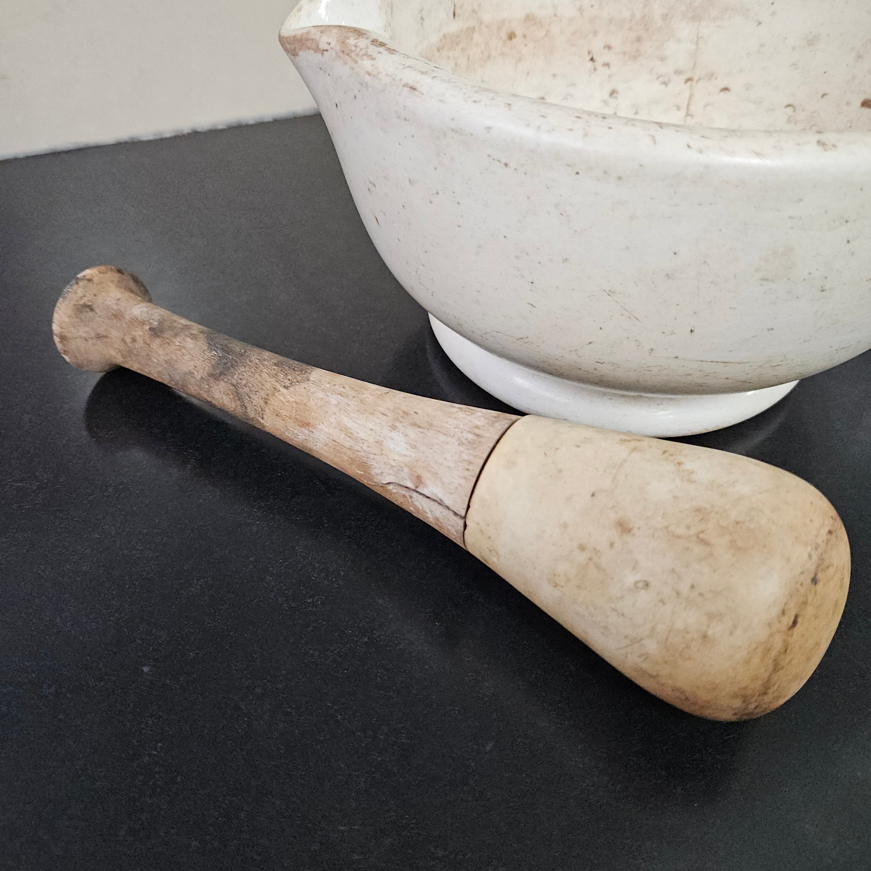 Antique Sheoak/Ceramic Apothecary Mortar and Pestle | Antique & Vintage | Moonee Ponds Antiques | Australia Wide Delivery