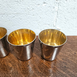 Antique Set Of Stirrup Cups In Leather Case