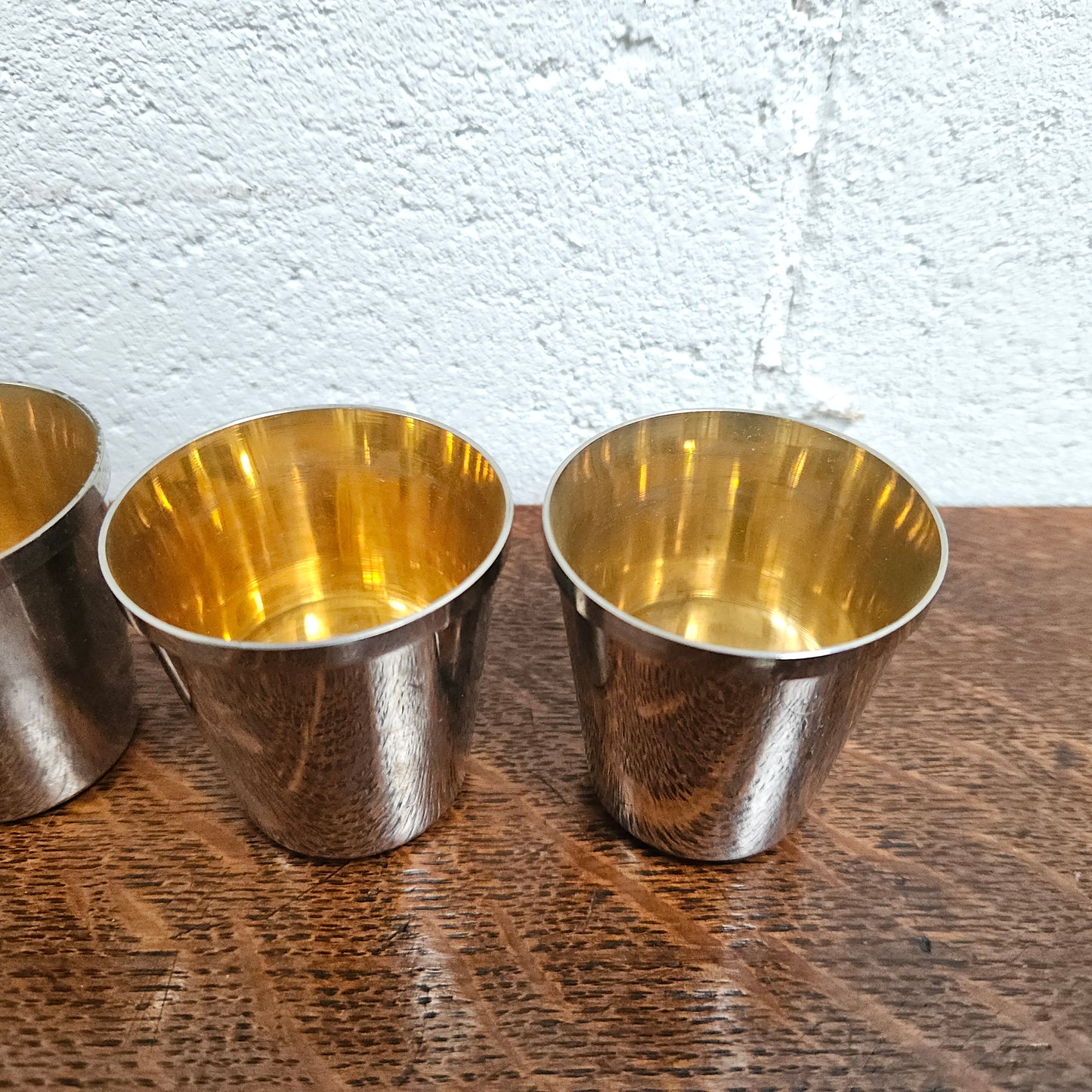 Antique Set Of Stirrup Cups In Leather Case
