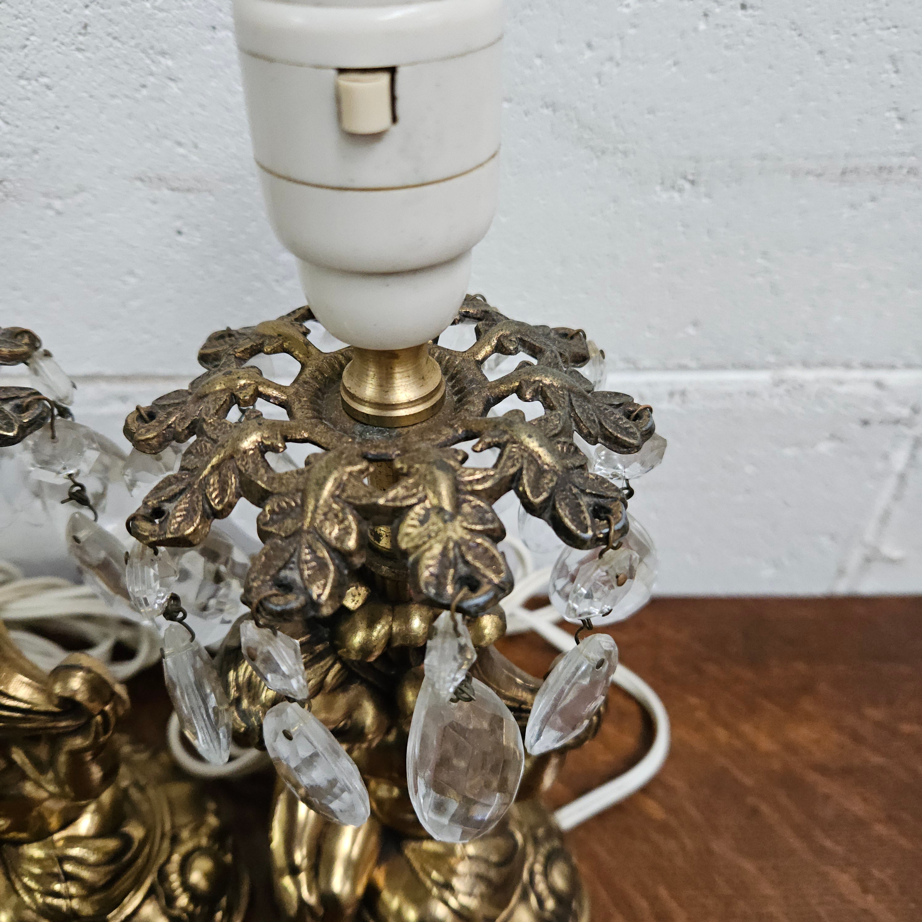 Pair of Vintage Gilt Cherub Lamps