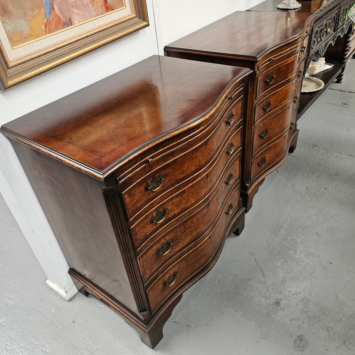 Pair of Georgian Style Chest of Drawers With Four Drawers & a Pull-Out