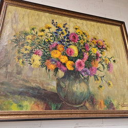 Sourced from France Large Signed Oil on Canvas Floral Still Life | Antique & Vintage | Moonee Ponds Antiques | Australia Wide Delivery