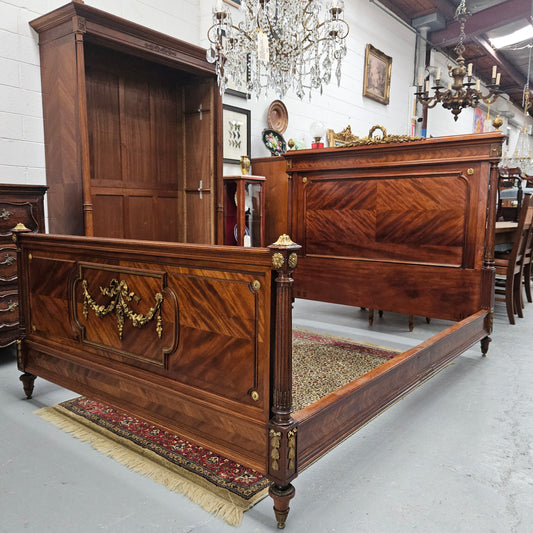 French Louis XVI Style Mahogany Queen Size Bed