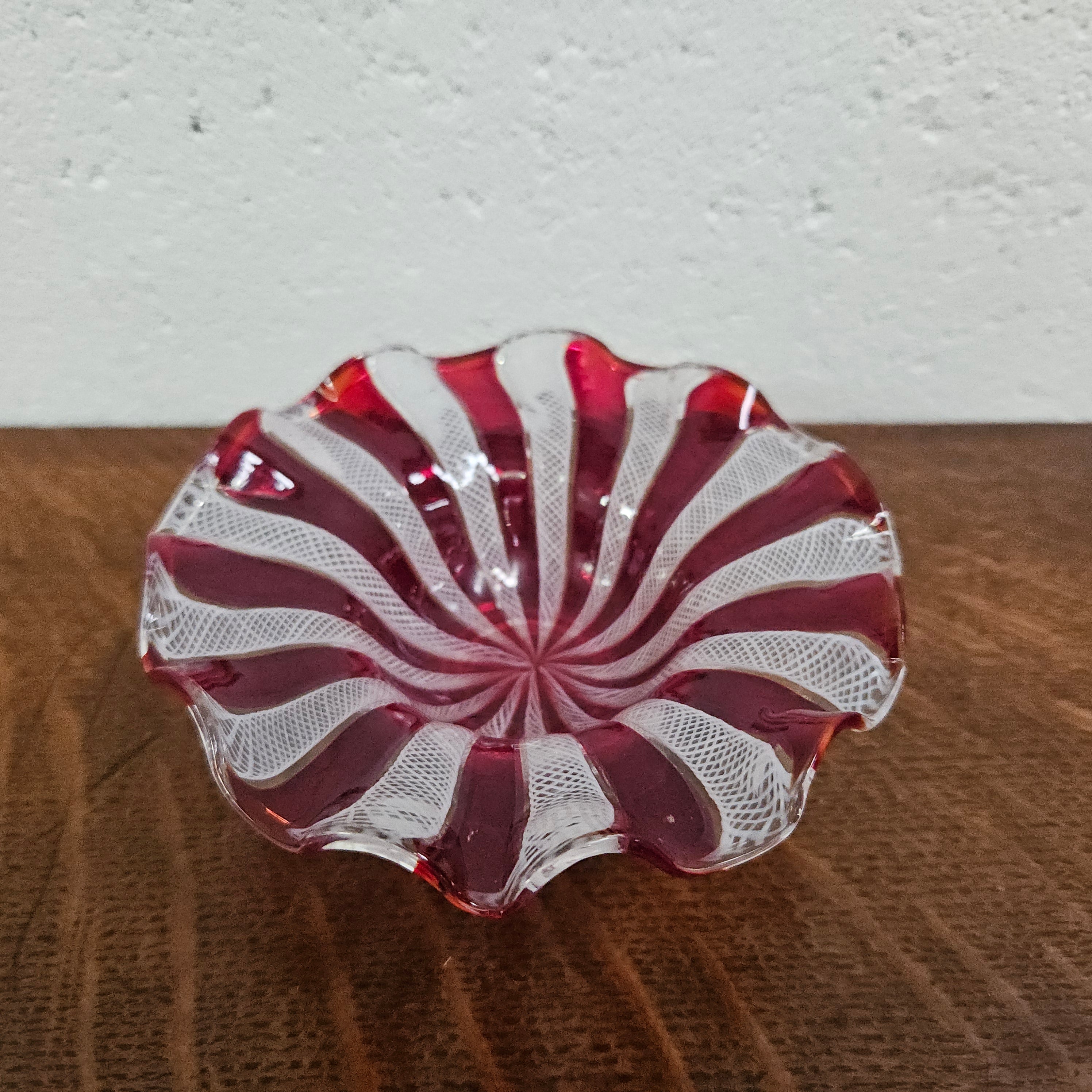 Red & White Murano Latticino Bowl | Antique & Vintage | Moonee Ponds Antiques | Australia Wide Delivery