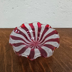 Red & White Murano Latticino Bowl | Antique & Vintage | Moonee Ponds Antiques | Australia Wide Delivery