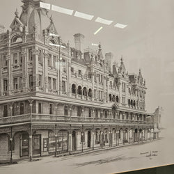 Lithograph by Keith Ross of Shamrock Hotel Bendigo | Antique & Vintage | Moonee Ponds Antiques | Australia Wide Delivery