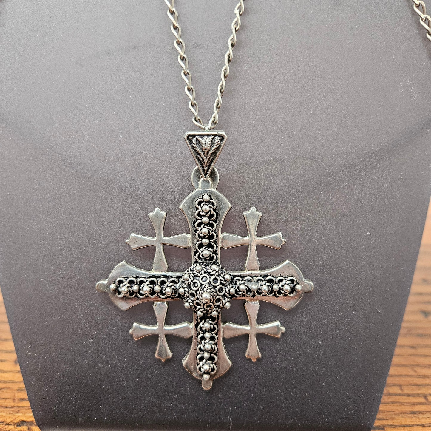 Ornate Vintage Silver Jerusalem Cross