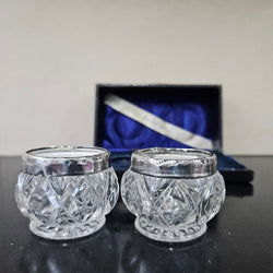 Pair Of Sterling Silver/Crystal Salts | Antique & Vintage | Moonee Ponds Antiques | Australia Wide Delivery