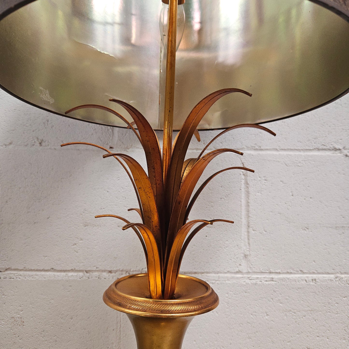 Vintage Designer Gilt Brass Table Lamp By Maison Charles for Boulanger