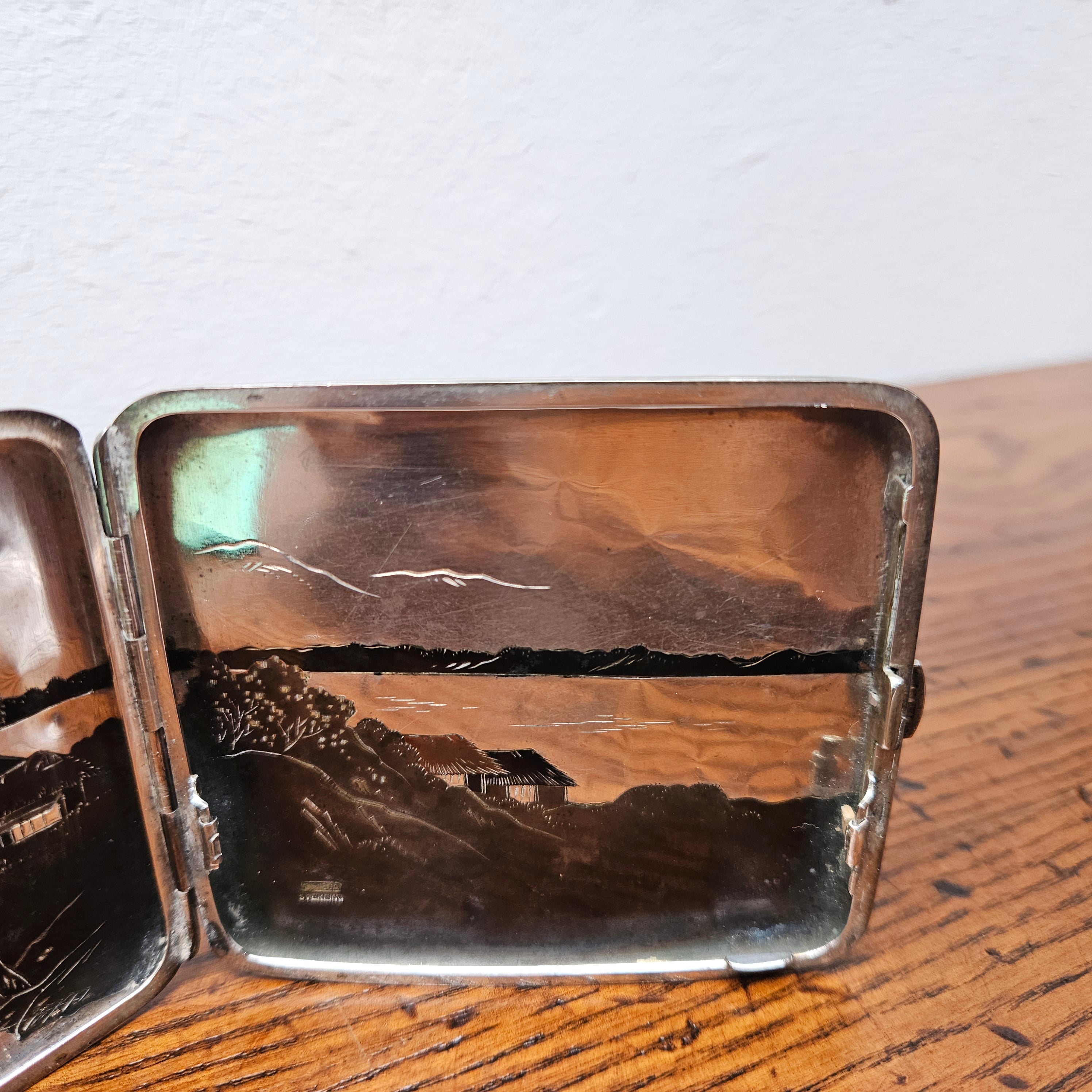 Antique Japanese Mixed Metal Engraved/Embossed Cigarette Case | Antique & Vintage | Moonee Ponds Antiques | Australia Wide Delivery