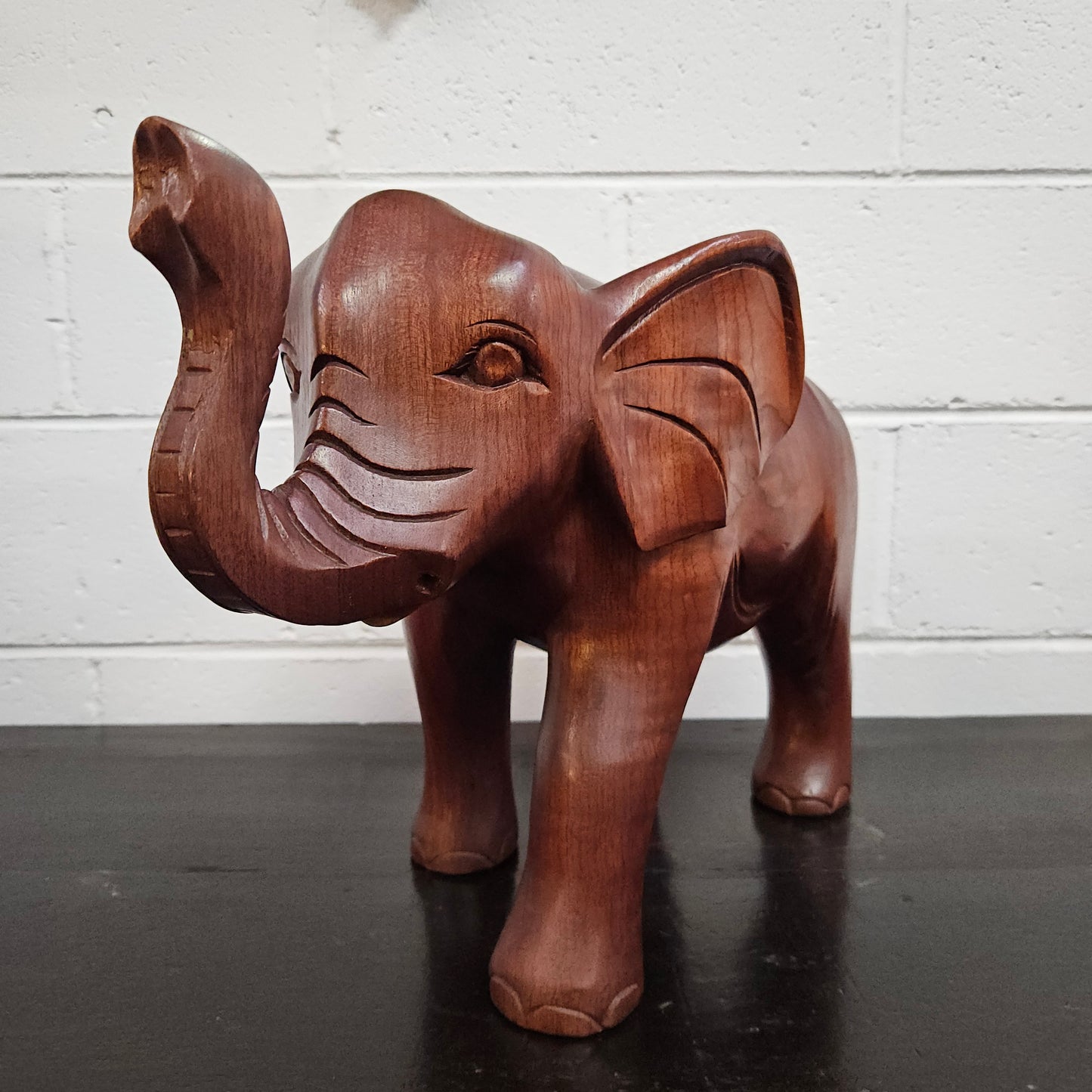 Vintage Carved Wooden Elephant Statue