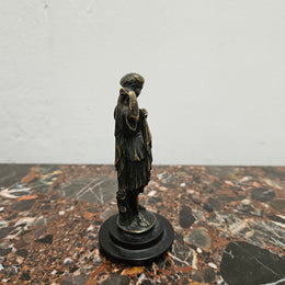 Victorian Miniature Cast Bronze Diana Of Gabii Sculpture