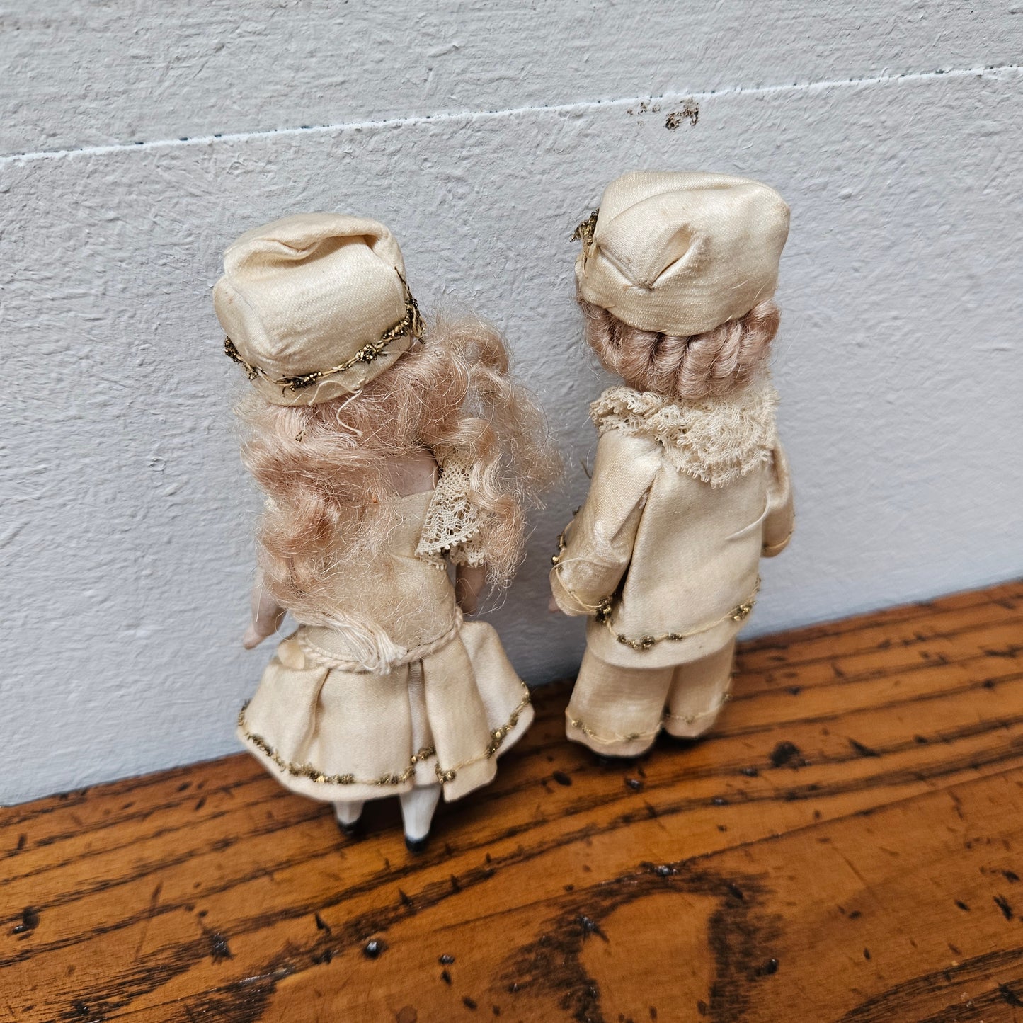 Pair Antique French Miniature Bisque Dolls