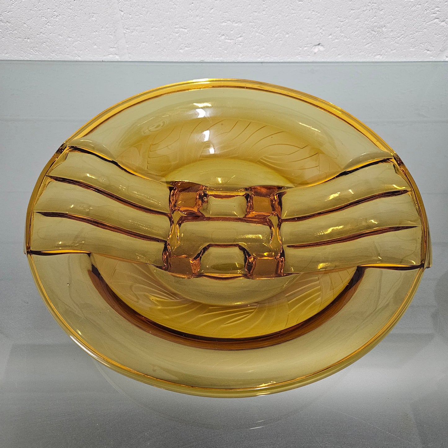 Art Deco Amber Glass Float Bowl