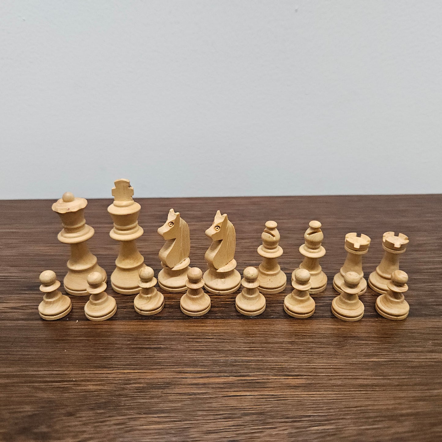 Vintage Wooden French Chess Set In Original Box