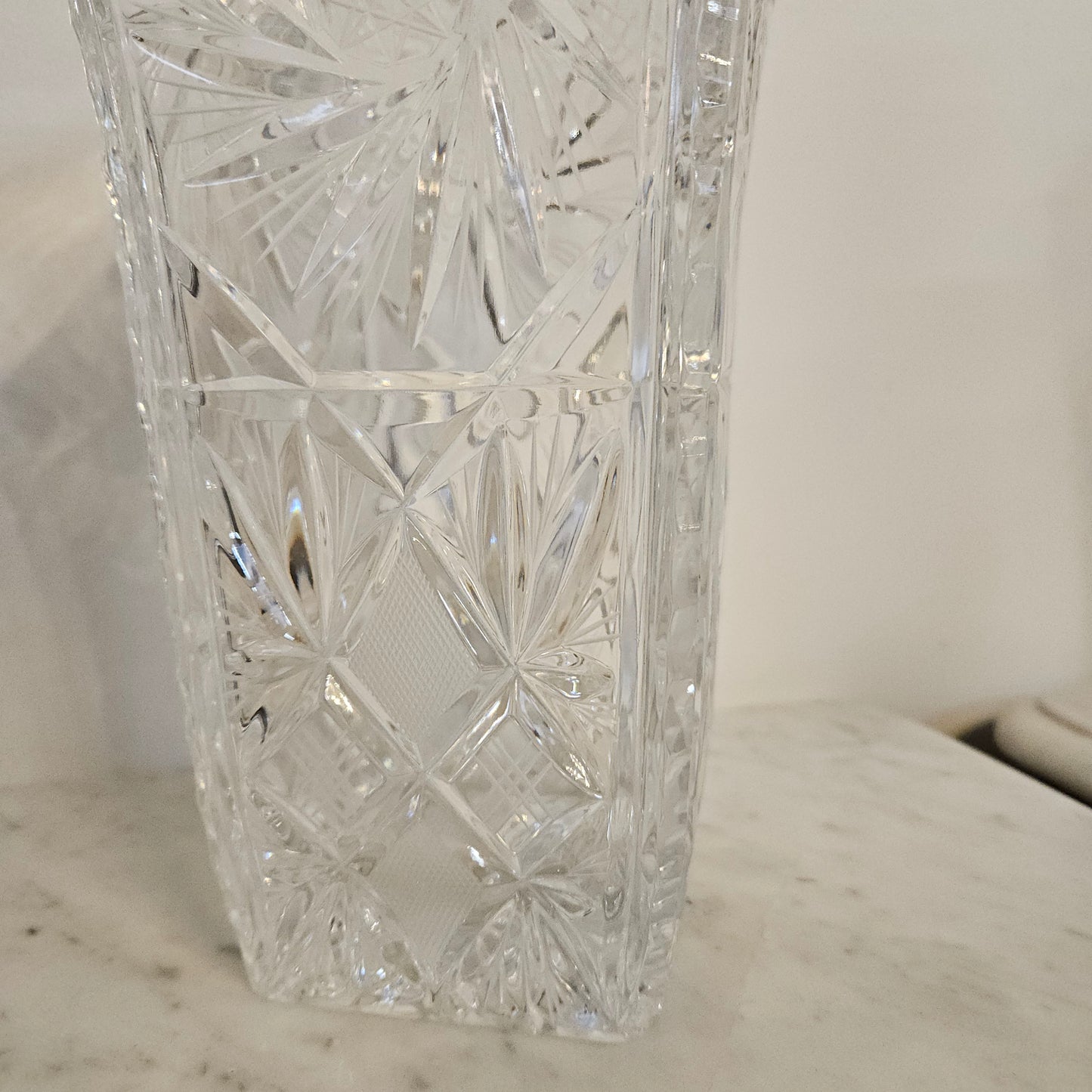 Large Hand Cut Crystal Vase