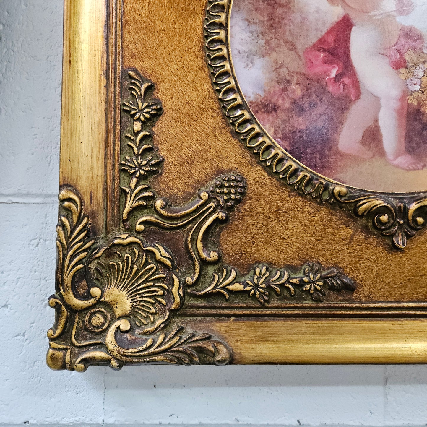 Vintage Framed Cupid Print