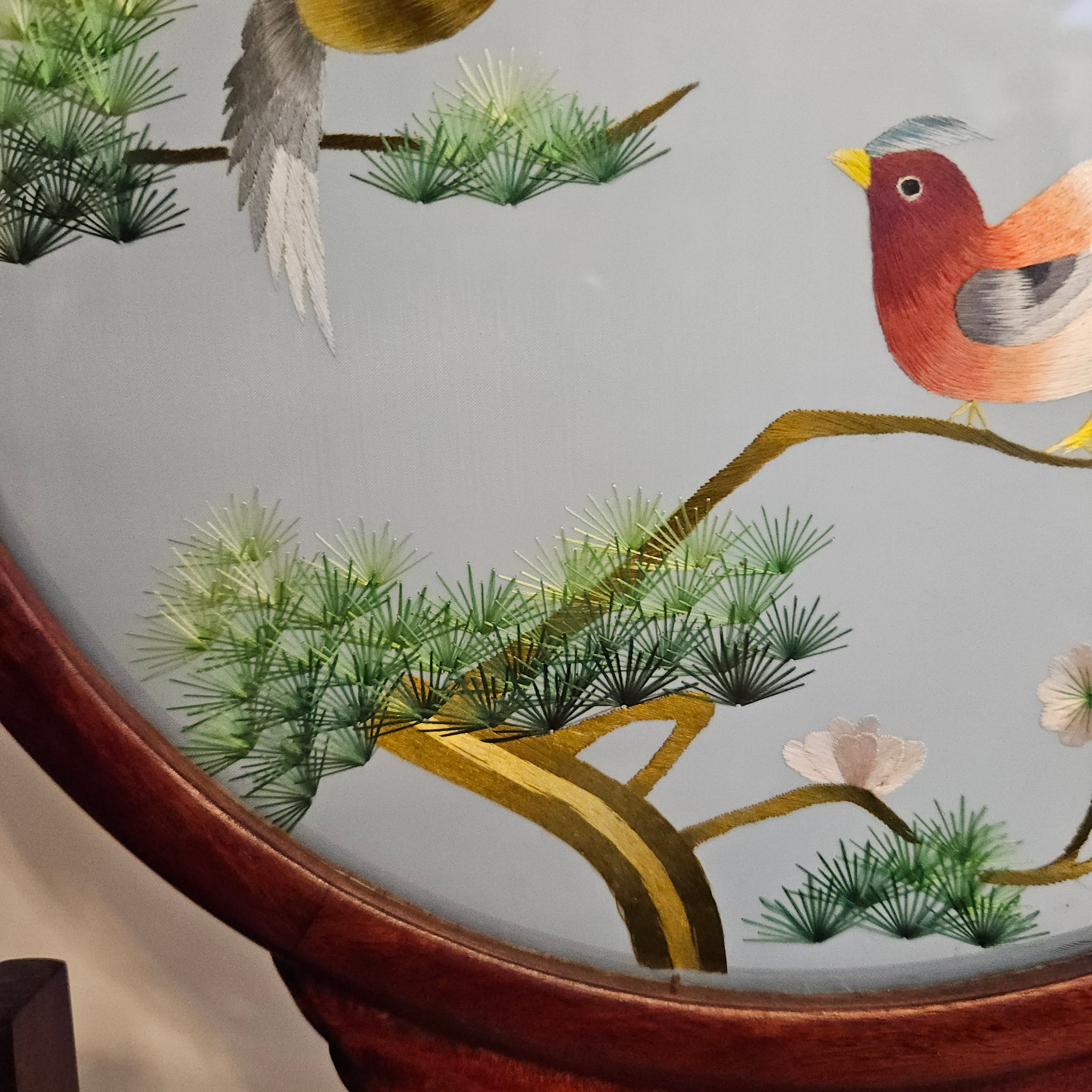 Vintage Chinese Screen on Rosewood Stand | Antique & Vintage | Moonee Ponds Antiques | Australia Wide Delivery