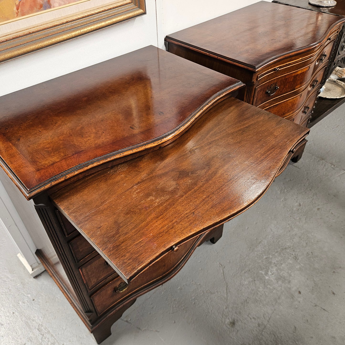 Pair of Georgian Style Chest of Drawers With Four Drawers & a Pull-Out