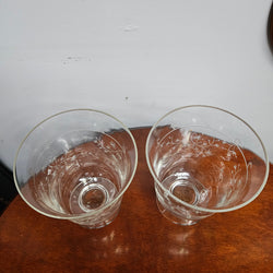 Pair Victorian Or Earlier Etched Glass Vases/Candle Holders