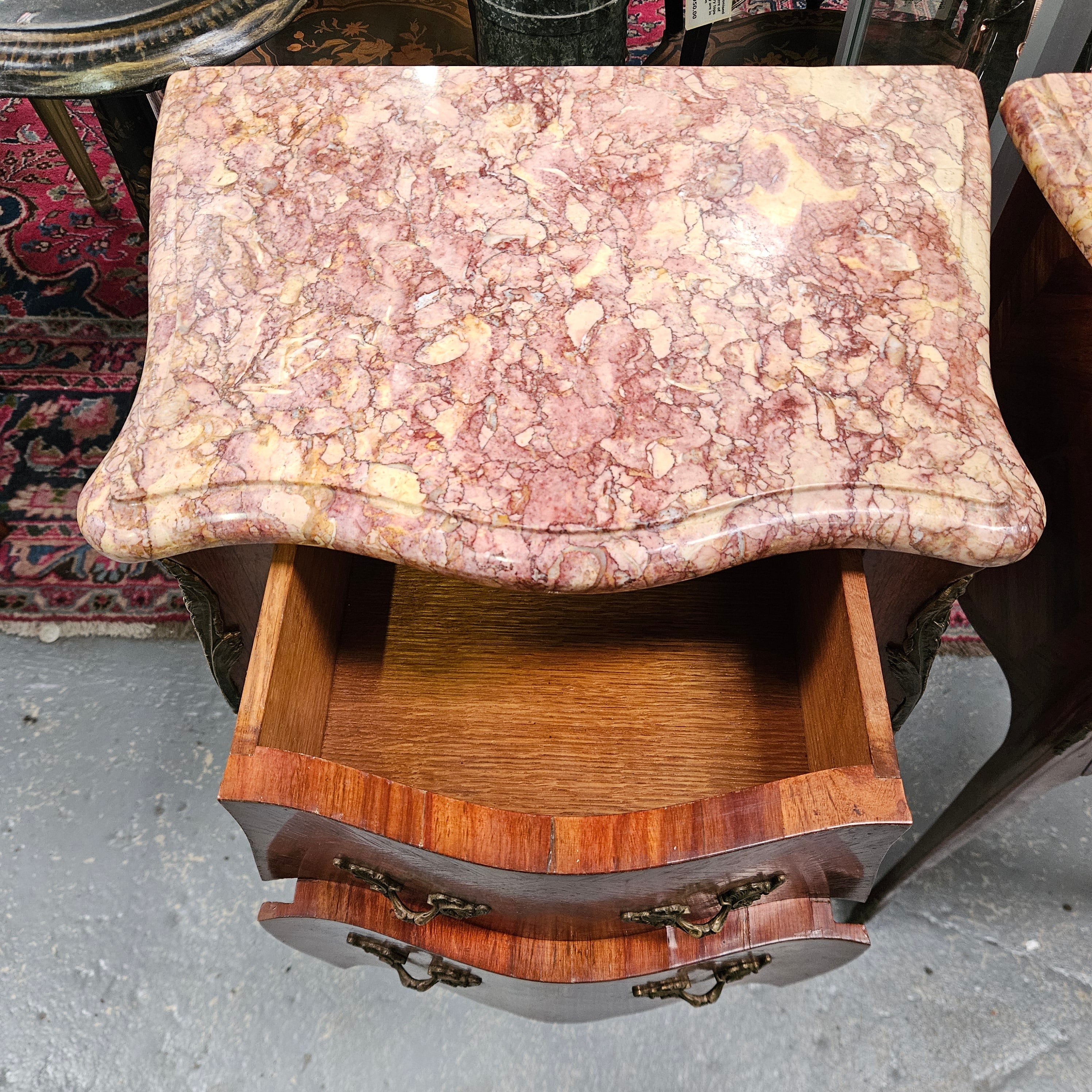 Louis XVth Style Marble Top Pair Bedsides | Antique & Vintage | Moonee Ponds Antiques | Australia Wide Delivery
